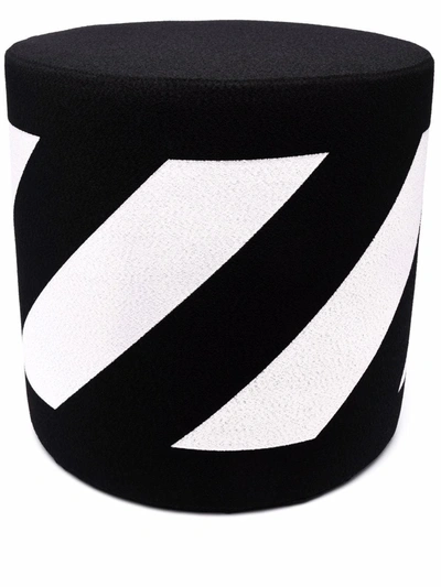 Off-white Diag-stripe Cylindrical Stool In Schwarz