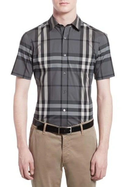 Burberry Brit nelson Trim Fit Short Sleeve Sport Shirt In