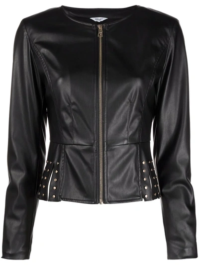 Liu •jo Faux-leather Peplum Jacket In Black