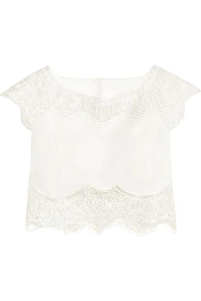 Rime Arodaky Caplan Cropped Lace And Crepe Top In White
