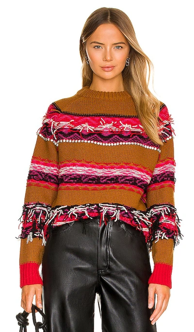 Essentiel Antwerp Alessia Striped-knit Wool-blend Sweater In Rust