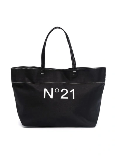 N°21 Kids' Logo-print Shopping Bag In Black