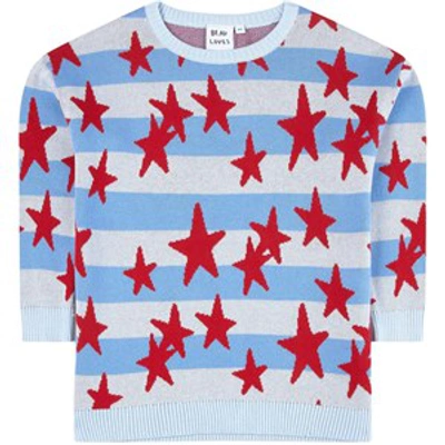 Beau Loves Stripes + Stars Knit Sweater Blue