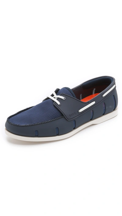 Swims Mesh-trimmed Lace Loafers In Navy White
