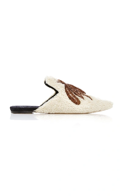 Sanayi313 Ragno Embroidered Shearling Slipper Shoes In Neutral