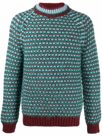 Marni Patterned-knit Jumper In Red