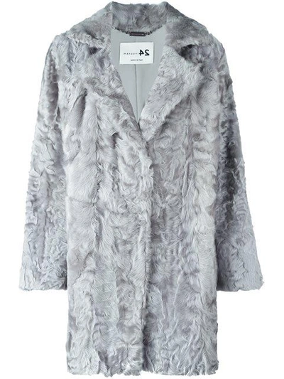 Manzoni 24 Notch Collar Fur Coat In Grey