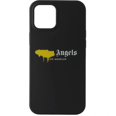 Palm Angels Black Iphone 12 Pro Case With Yellow Spray Logo