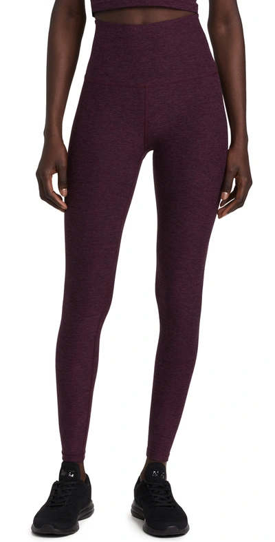 Beyond Yoga Caught In The Midi High-waist Space-dye Leggings In Fig Heather