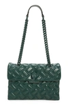 Kurt Geiger Kensington Drench Leather Shoulder Bag In Dark Green