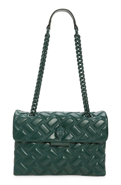 Kurt Geiger Kensington Drench Leather Shoulder Bag In Dark Green