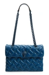 Kurt Geiger Kensington Drench Leather Shoulder Bag In Navy