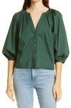 Staud New Dill Stretch Cotton Button-up Blouse In Cypress