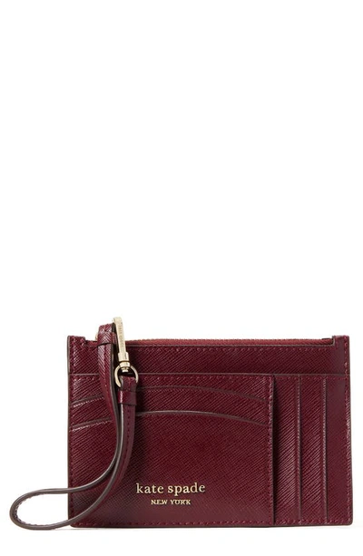 Kate Spade Spencer Leather Wristlet Card Case In Grenache