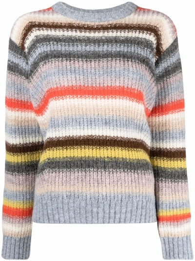 M Missoni Brushed Ribbed Striped Alpaca-blend Jumper In Multicolor