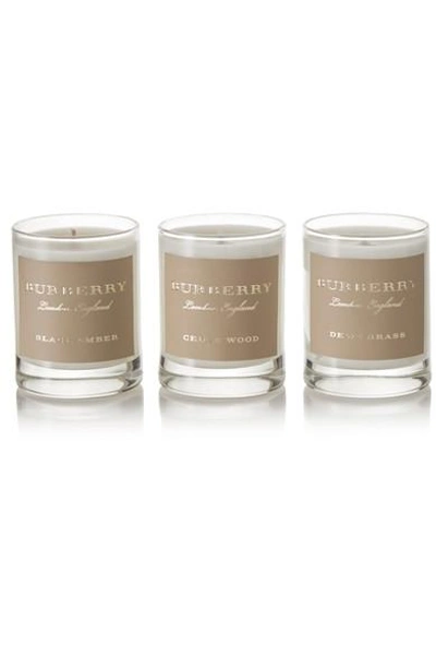 Burberry Beauty Cedar Wood, Black Amber And Dewy Grass Set Of Three Scented  Candles, 3 X 65g In Colorless | ModeSens