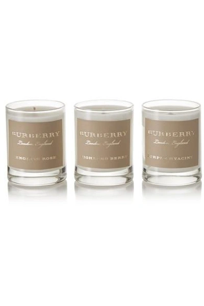Burberry Beauty Purple Hyacinth, Highland Berry And English Rose Set Of Three Scented Candles, 3 X 65g In Colorless