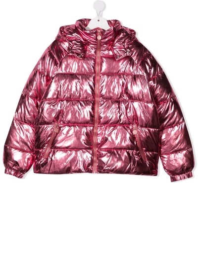 Stella Mccartney Teen Hooded Padded Coat In Pink