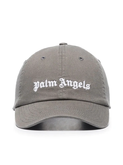 Palm Angels Logo-embroidered Cotton Baseball Cap In Grey
