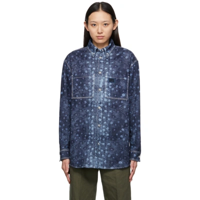 Burberry Blue Denim Fish Scales Shirt In Dark Canvas Blue