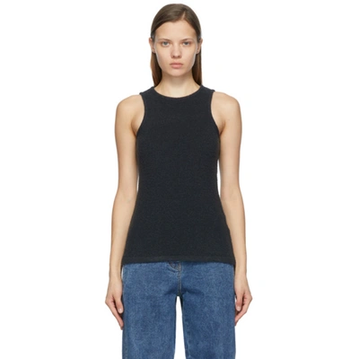 Low Classic Black Boucle Tank Top In Charcoal