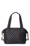 Mz Wallace 'medium Sutton' Quilted Oxford Nylon Shoulder Tote In Black Lacquer