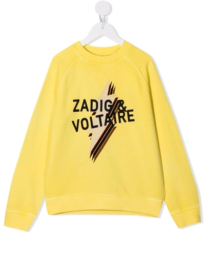 Zadig & Voltaire Teen Logo-print Crewneck Sweatshirt In Yellow