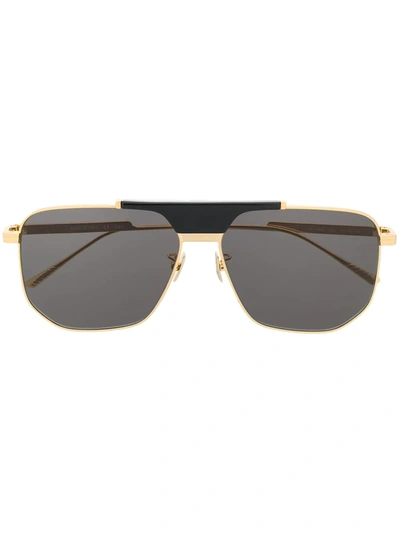 Bottega Veneta Square Frame Sunglasses In Gold