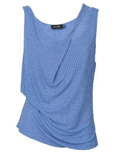 Atlein Double-strap Ribbed Tank, Light Blue