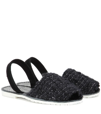Del Rio London Wool And Suede Sandals In Black
