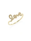 Sydney Evan 14k Yellow Gold Diamond Love Script Ring