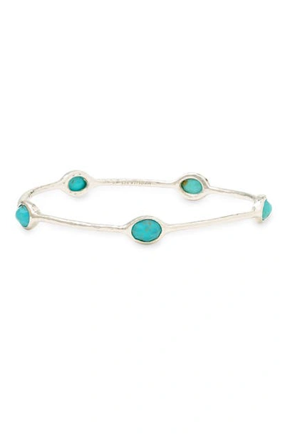 Ippolita Sterling Silver Rock Candy 5-stone Bangle In Turquoise (size 1) In Turq