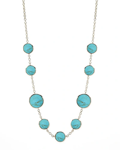Ippolita 18k Gold Polished Rock Candy Turquoise Circle Station Necklace, 16-18