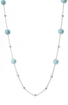 Ippolita Sterling Silver Rock Candy Mini Lollipop And Ball Necklace In Turquoise, 37 In Blue/silver