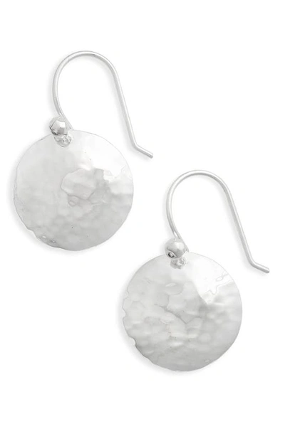 Ippolita Medium Hammered Sterling Silver Dome Disk Earrings With Diamond