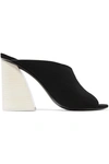 Mercedes Castillo Izar Suede Block-heel Architectural Slide Sandals In Black