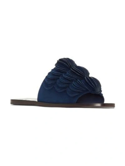 Mercedes Castillo Delphia Suede Flat Slide Sandal In Blue