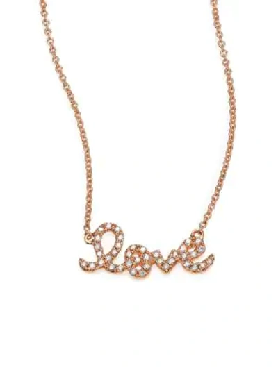 Sydney Evan 14k Rose Gold Diamond Love Pendant Necklace