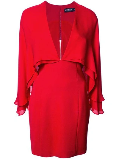 Haney V-neck Cape Dress - Red