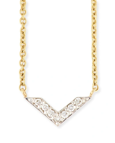 Sydney Evan Two-tone Diamond Chevron Necklace In Yellow Gold