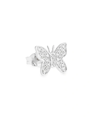 Sydney Evan Mini Butterfly Stud Earring With Diamonds In White Gold