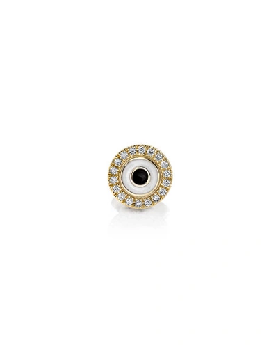 Sydney Evan Enamel Evil Eye Diamond Disc Single Stud Earring In Yellow Gold