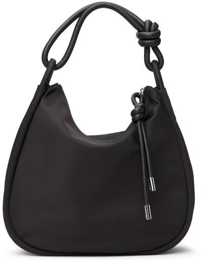 Ganni Medium Knot Recycled Tech Shoulder Bag In Black