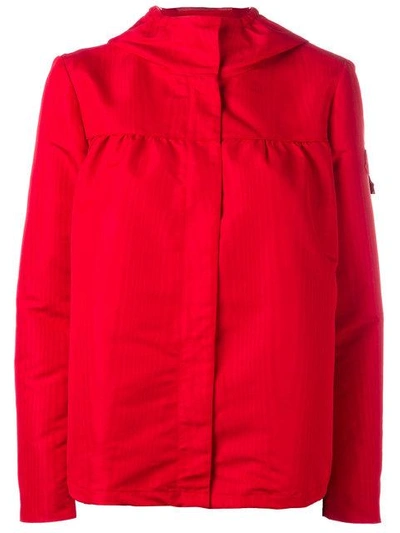 Moncler Red Hooded Faille Jacket