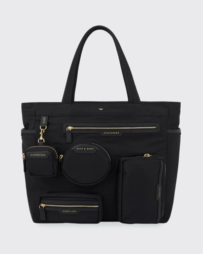 Anya Hindmarch + Net Sustain Working From Home Leather-trimmed Recyeled Shell Tote In Black