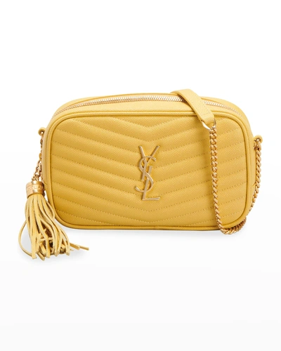 Saint Laurent Lou Mini Ysl Grain De Poudre Camera Crossbody Bag In Sunflower