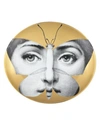 Fornasetti Tema E Variazioni N. 96 Butterfly Face Gold Wall Plate In Black/gold