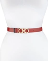 Ferragamo Gancini-buckle Reversible Leather Belt In Caraway Seed/gold