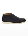 Loro Piana Men's Open Walk Suede Chukka Boots In Black