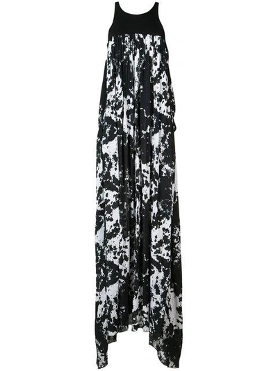 Victor Alfaro Tie Dye Maxi Dress In Black